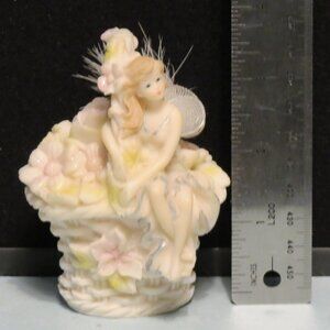 Polystone Fairy In Basket Of Flowers Greenbrier International